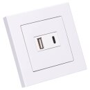 Jung USB-Ladegerät Komplett-Set Weiß Serie A USB15CAWW mit Abdeckung A1569USBWW und 1-fach Rahmen A5581BFWW