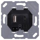 Jung USB-Ladegerät Komplett-Set Schwarz Serie A USB15CASW mit Abdeckung A1569USBSW und 1-fach Rahmen A5581BFSW