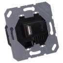 Jung USB-Ladegerät Komplett-Set Schwarz Serie A USB15CASW mit Abdeckung A1569USBSW und 1-fach Rahmen A5581BFSW
