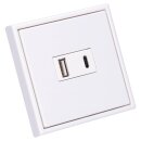 Jung USB-Ladegerät Komplett-Set Weiß Serie LS USB15CAWW mit Abdeckung LS1969USBWW und 1-fach Rahmen LS981WW
