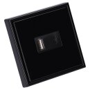 Jung USB-Ladegerät Komplett-Set Schwarz Serie LS USB15CASW mit Abdeckung LS1969USBSW und 1-fach Rahmen LS981SW