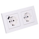 Jung SCHUKO USB-Steckdose Typ A Komplett-Set Serie A: 1x USB-Steckdose A152018AWW und 1x Steckdose A1520KIWW und 2-fach Rahmen A5582BFWW Alpinweiß