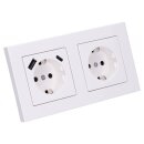 Jung SCHUKO USB-Steckdose Typ AC Komplett-Set Serie A: 1x USB-Steckdose A152015CAWW und 1x Steckdose A1520KIWW und 2-fach Rahmen A5582BFWW Alpinweiß