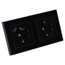 Jung SCHUKO USB-Steckdose Typ A Komplett-Set Serie A: 1x USB-Steckdose A152018ASW und 1x Steckdose A1520KISW und 2-fach Rahmen A5582BFSW Schwarz