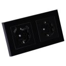 Jung SCHUKO USB-Steckdose Typ AC Komplett-Set Serie A: 1x USB-Steckdose A152015CASW und 1x Steckdose A1520KISW und 2-fach Rahmen A5582BFSW Schwarz