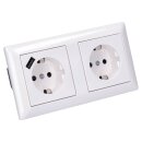 Jung SCHUKO USB-Steckdose Typ A Komplett-Set Serie AS: 1x USB-Steckdose A152018AWW und 1x Steckdose A1520KIWW und 2-fach Rahmen AS582WW Alpinweiß