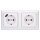 Jung SCHUKO USB-Steckdose Typ A Komplett-Set Serie AS: 1x USB-Steckdose A152018AWW und 1x Steckdose A1520KIWW und 2-fach Rahmen AS582WW Alpinweiß