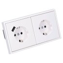 Jung SCHUKO USB-Steckdose Typ A Komplett-Set Serie LS: 1x USB-Steckdose LS152018AWW und 1x Steckdose LS1520KIWW und 2-fach Rahmen LS982WW Alpinweiß