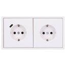Jung SCHUKO USB-Steckdose Typ C Komplett-Set Serie LS: 1x USB-Steckdose LS152018CWW und 1x Steckdose LS1520KIWW und 2-fach Rahmen LS982WW Alpinweiß
