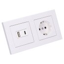 Jung USB-Ladegerät Komplett-Set Serie A USB15CAWW mit Abdeckung A1569USBWW und Steckdose A1520KIWW und 2-fach Rahmen A5582BFWW Alpinweiß