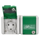 Jung 8220GNNAWSLEB SCHUKO 2-fach Aufputz Steckdose mit Klappdeckel und Schließung E-Bike