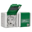 Jung 8220GNNAWSLEB SCHUKO 2-fach Aufputz Steckdose mit Klappdeckel und Schließung E-Bike
