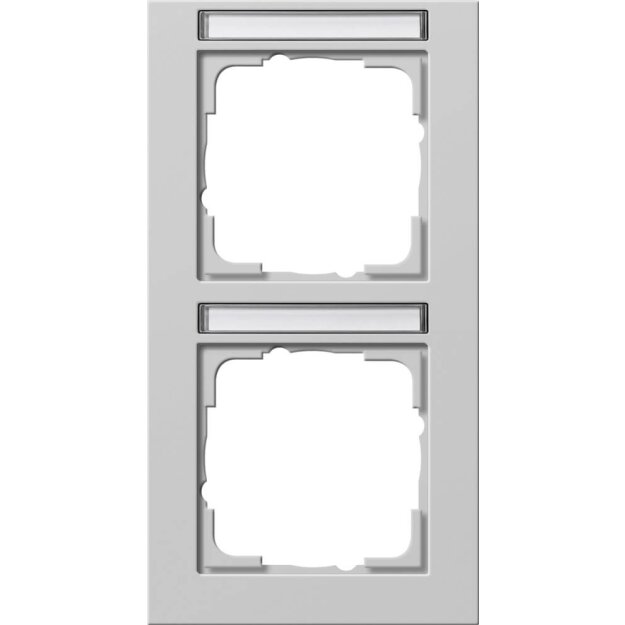 Gira 110237 Abdeckrahmen 2-fach senkrecht Beschriftungsfeld E2 Grau matt