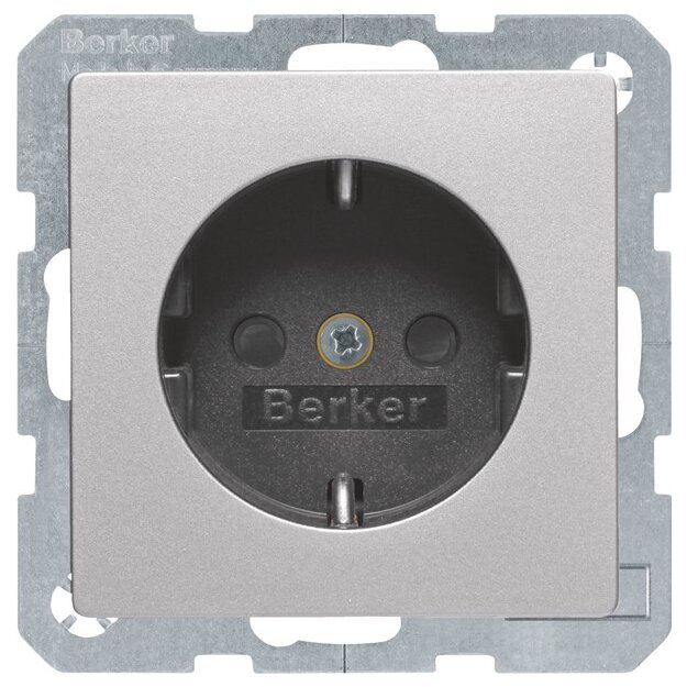 Berker 41496084 Steckdose SCHUKO mit Beschriftungsfeld und erh.BS Q.1/Q.3 Alu samt lackiert