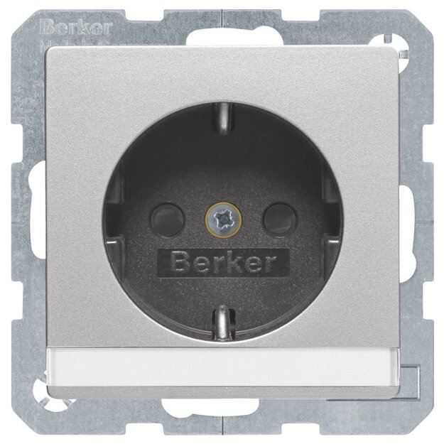 Berker 47496084 Steckdose SCHUKO mit Beschriftungsfeld und erh.BS Q.1/Q.3 Alu samt lackiert