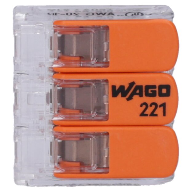 Wago Klemme 221-613 3 Leiter 6qmm transparent