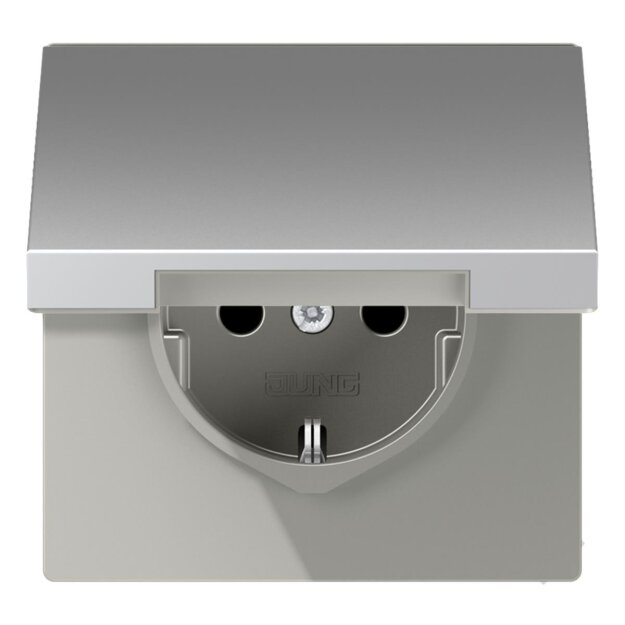 Jung AL1520KLPL Platte für SCHUKO Steckdose mit Klappdeckel Weiß Serie A