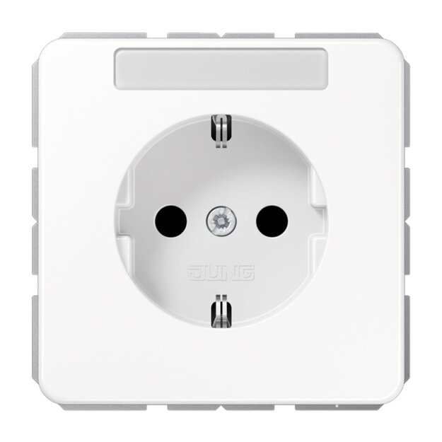 Jung CD1520NNAWW SCHUKO Steckdose mit Schriftfeld ohne Kralle Alpinweiß Serie CD