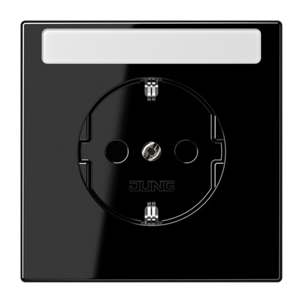 Jung LS1520NNASW SCHUKO Steckdose mit Schriftfeld ohne Kralle Schwarz Serie LS