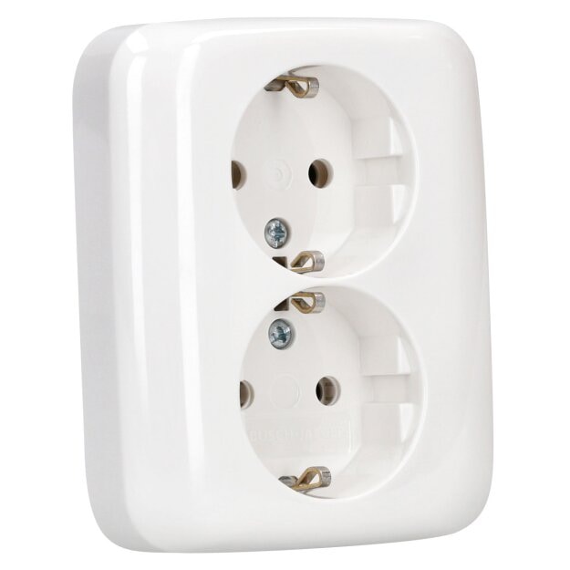 Busch-Jaeger 202 EUJ-214 SCHUKO® Doppelsteckdose (Thermoplast) Alpinweiß Reflex SI 2TKA00003896
