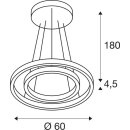 SLV 1004765 ONE DOUBLE PD PHASE UP/DOWN Indoor LED Pendelleuchte Schwarz CCT switch 2700/3000K