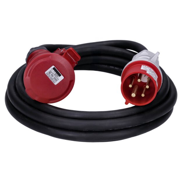CEE Verlängerungskabel H07RN-F 5Gx6 32/5 400V 32A IP44 Phasenwender Starkstrom 5m