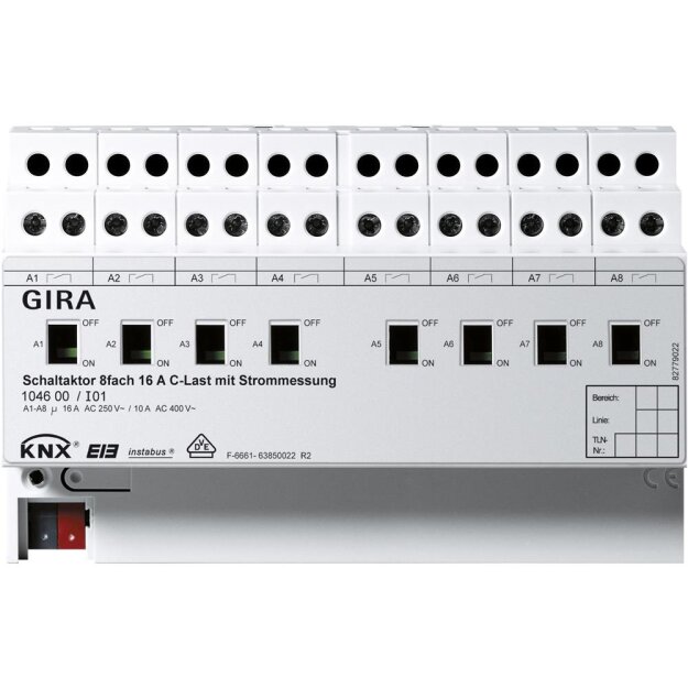 Gira 104600 Schaltaktor 8f 16 A Hand + Strom C-Last KNX REG
