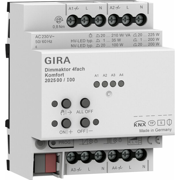 Gira 202500 Dimmaktor 4-fach REG Kmf KNX Secure