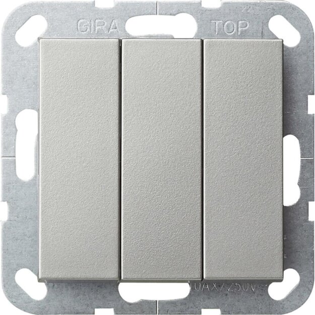 Gira 2830600 Wippschalter BS 3-fach Aus System 55 Edelstahl (lackiert)