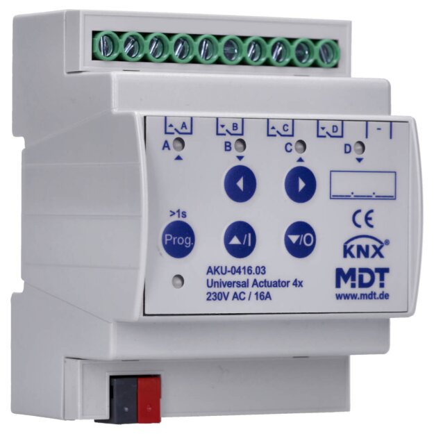 MDT AKU-0416.03 Universalaktor 4-fach 4TE REG 16A 230VAC 100µF 15EVG