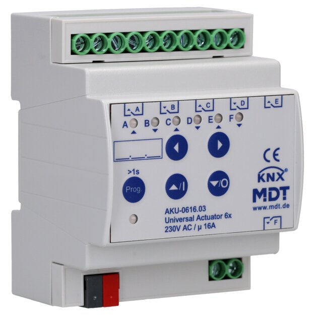 MDT AKU-0616.03 Universalaktor 6-fach 4TE REG 16A 230VAC 100µF 15EVG