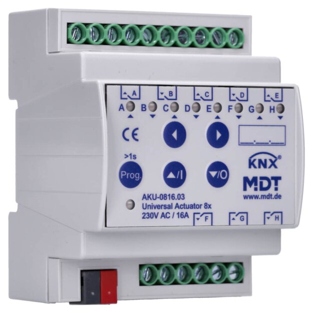 MDT AKU-0816.03 Universalaktor 8-fach 4TE REG 16A 230VAC 100µF 15EVG