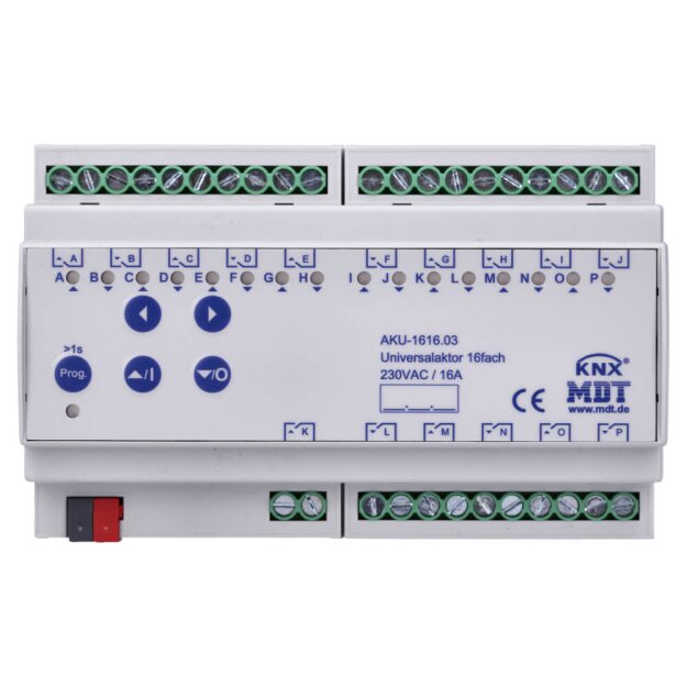 MDT AKU-1616.03 Universalaktor 16-fach 8TE REG 16A 230VAC 100µF 15EVG