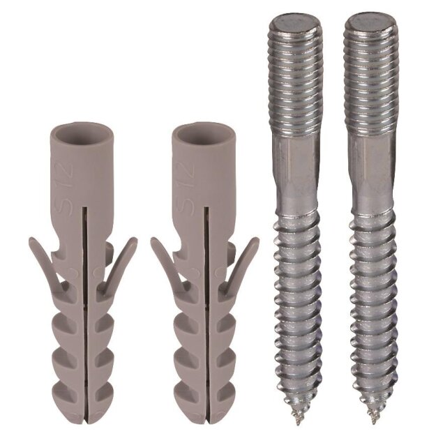 Dehn 472201 Befestigungsset m. 2 Stockschrauben M 10x20mm u. 2 K-Dübel D 12mm