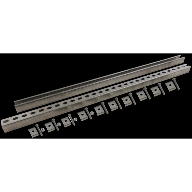 Dehn 123050 C-Montageschienen L 1000mm NIRO (V4A) mit Halteklammern, Schrauben und Muttern