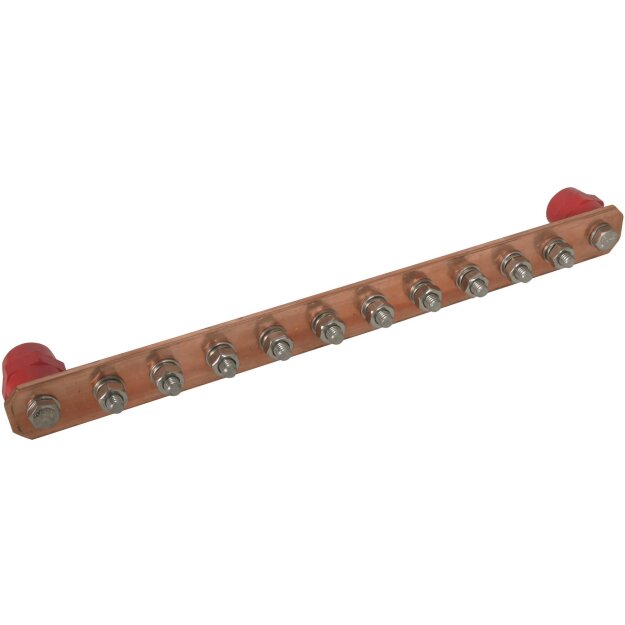 Dehn 472217 PA-Schiene ohne Abdeckung CU m. Schrauben M10 f. 10 Anschlüsse