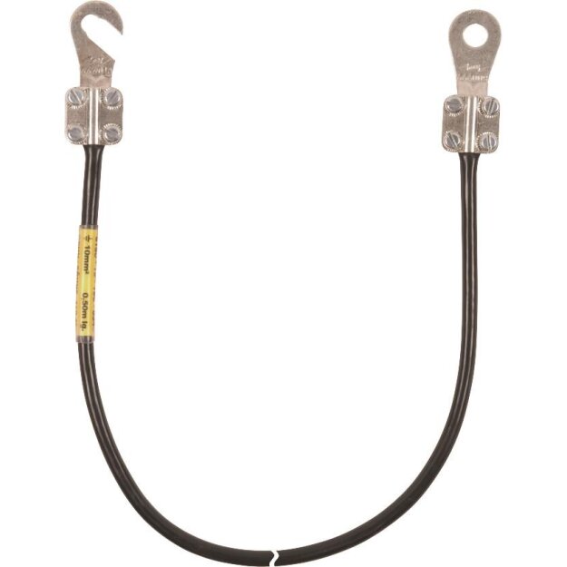 Dehn 416410 Erdungsleitung 16mm²/L 1,0m schwarz m.je 1 Kabelschuh (D)M10 u.(B)M8/10