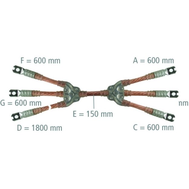 Dehn VQ7PF5A Erdungs- und Kurzschließseil 5-polig 16mm² mit aufgepressten Kabelschuhen EKV5+0 16 G VQ7PF5A