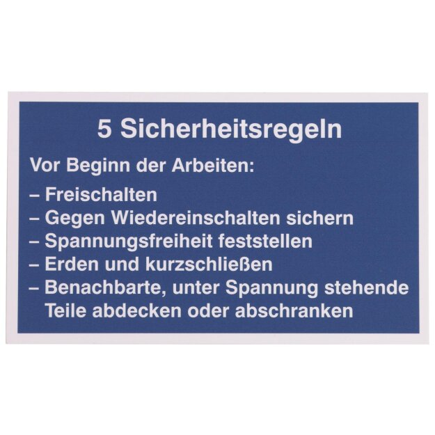 Dehn 700057 WuH-Schild  5 Sicherheitsregeln Werkstoff: Kunststoff