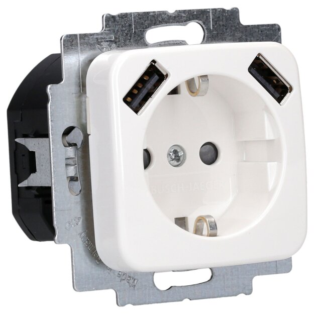 Busch-Jaeger 20 EUCB2USB-214 SCHUKO®-/2x USB-Steckdose 2CKA002011A6264 Alpinweiß Reflex SI