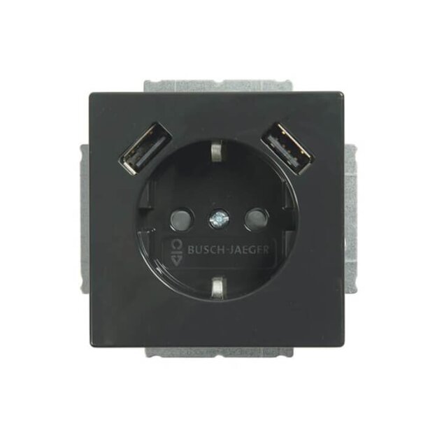 Busch-Jaeger 20 EUCB2USB-81 SCHUKO®-/2x USB-Steckdose 2CKA002011A6267 Anthrazit Plattform 63