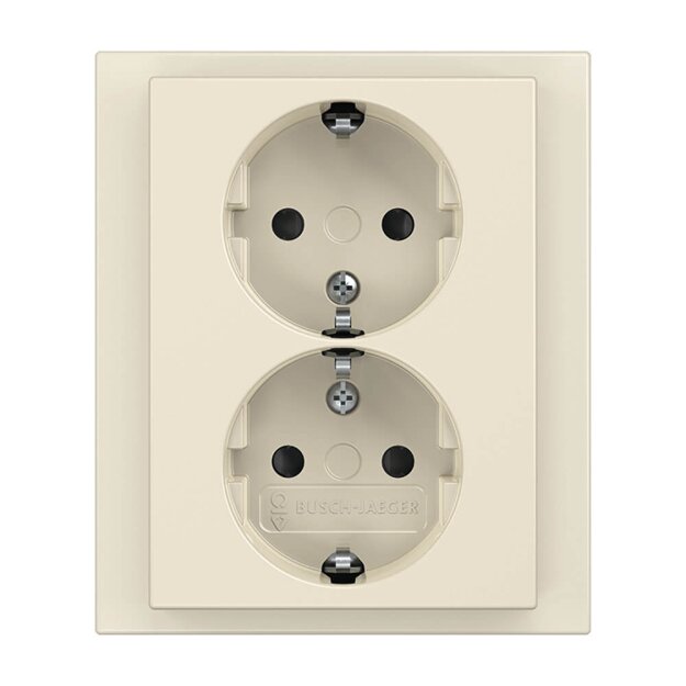 Busch-Jaeger 202 EUJB-82 SCHUKO Doppelsteckdose volle Abdeckung Elfenbeinweiß 2TKA00003885