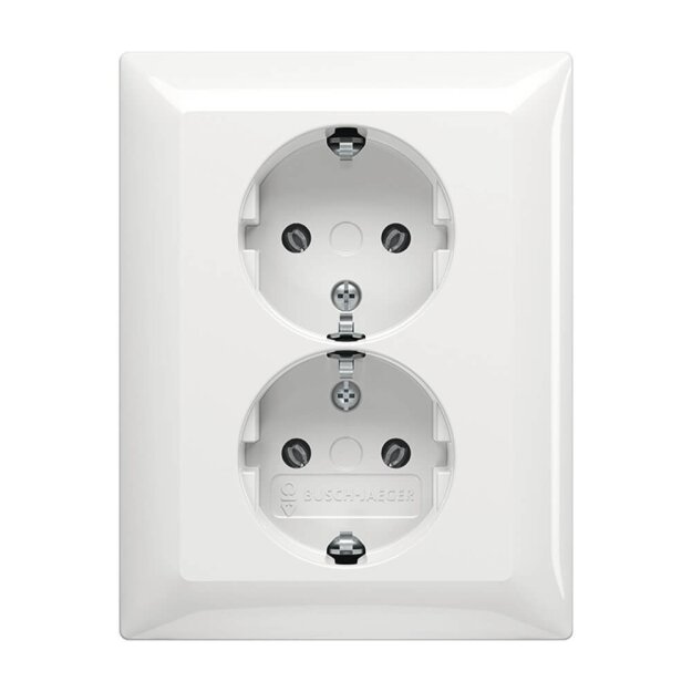 Busch-Jaeger 202 EUJ-914 SCHUKO Doppelsteckdose volle Abdeckung Alpinweiß Balance®SI 2TKA00003909