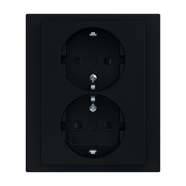Busch-Jaeger 202 EUJB-885 SCHUKO Doppelsteckdose volle Abdeckung Schwarz matt 2TKA00003925
