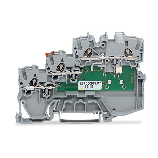 Wago 2000-5310/1101-951 3-Leiter-Aktorenklemme LED gelb für NPN-(minus-)schaltende Aktoren 1 mm² grau