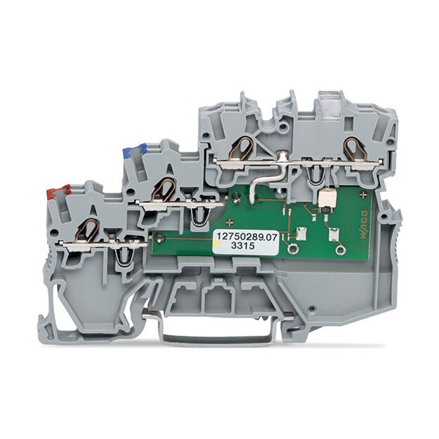 Wago 2000-5311/1101-951 3-Leiter-Initiatorenklemme LED gelb für NPN-(minus-)schaltende Initiatoren 1 mm² grau