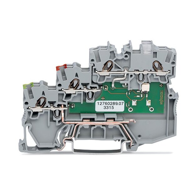 Wago 2000-5317/1101-951 3-Leiter-Aktorenklemme LED gelb für NPN-(minus-)schaltende Aktoren mit PE-Anschluss 1 mm² grau