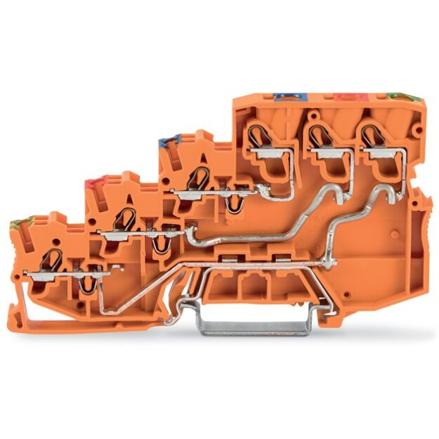 Wago 2000-5457 4-Leiter-Initiatoreneinspeiseklemme für PNP (plus)-schaltende Initiatoren mit PE-Anschluss 2,5 mm² orange