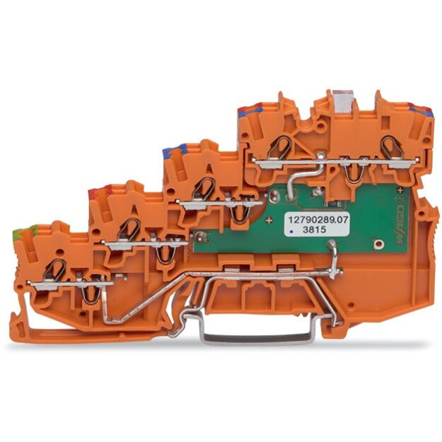 Wago 2000-5477/1102-953 4-Leiter-Initiatoreneinspeiseklemme LED grün mit PE-Anschluss 1 mm² orange