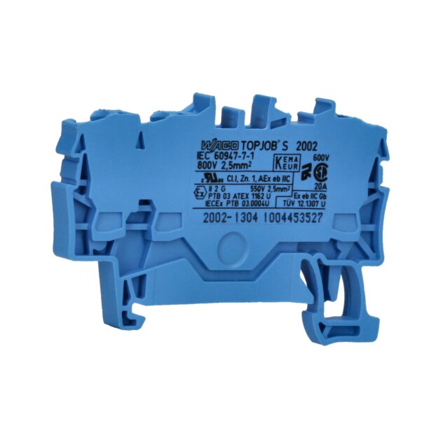 Wago 2002-1304 3-Leiter-Durchgangsklemme 2,5 mm² blau